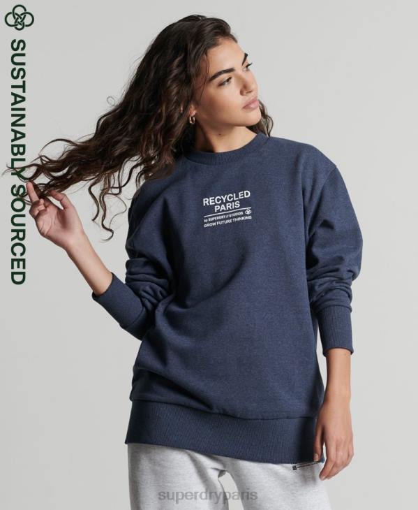 Superdry femmes sweat city crew recyclé D64Z5833 vêtements bleu