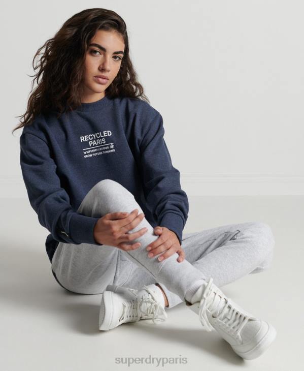 Superdry femmes sweat city crew recyclé D64Z5833 vêtements bleu