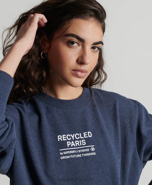 Superdry femmes sweat city crew recyclé D64Z5833 vêtements bleu