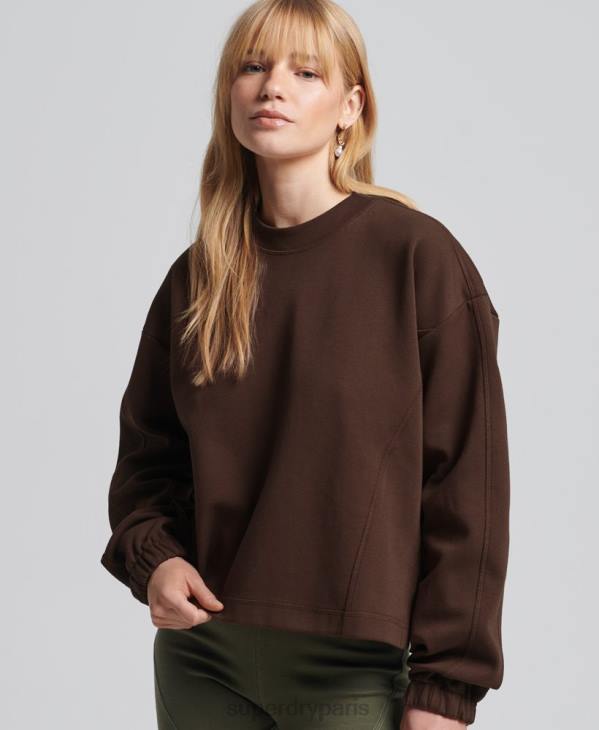 Superdry femmes sweat code tech crew D64Z5804 vêtements brun