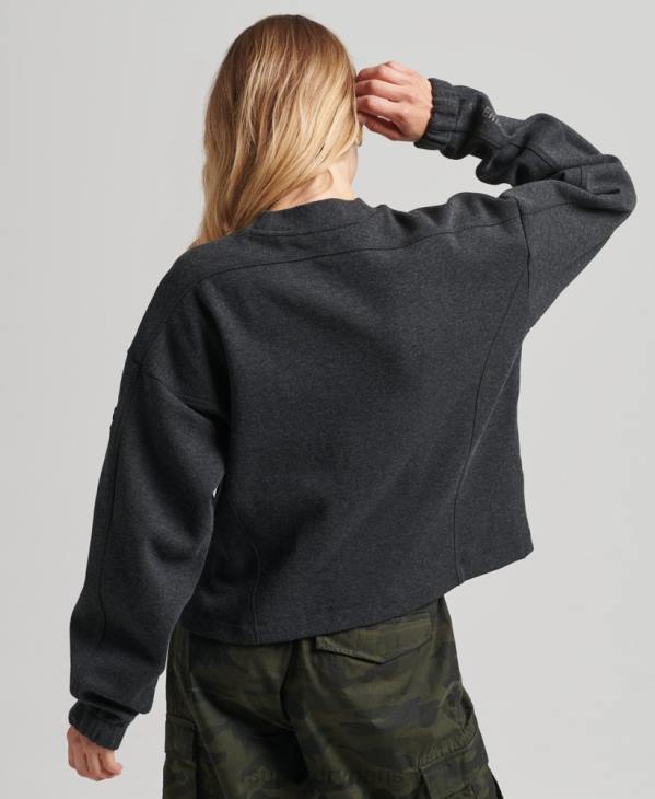 Superdry femmes sweat code tech crew D64Z5861 vêtements gris foncé