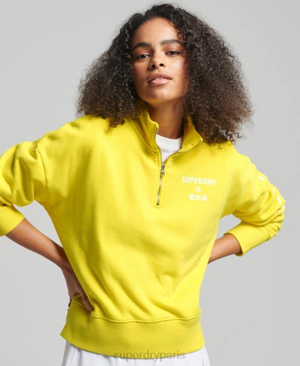 Superdry femmes sweat à demi-fermeture éclair core sport D64Z6009 vêtements jaune