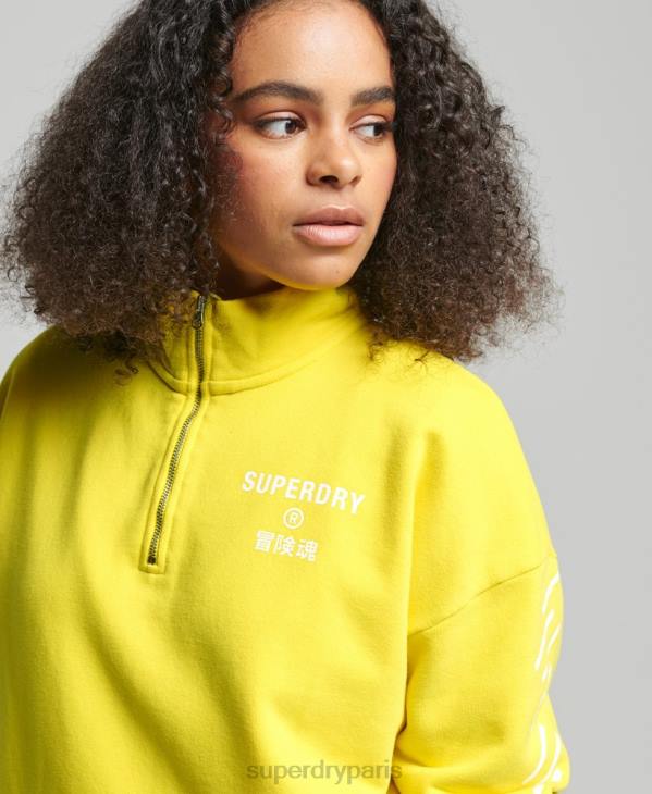 Superdry femmes sweat à demi-fermeture éclair core sport D64Z6009 vêtements jaune