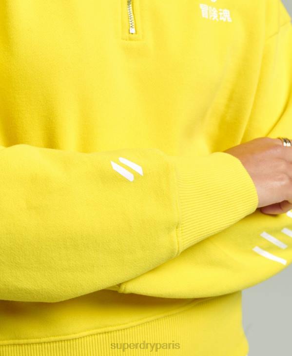 Superdry femmes sweat à demi-fermeture éclair core sport D64Z6009 vêtements jaune