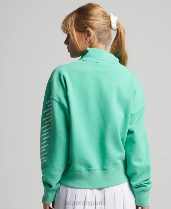 Superdry femmes sweat à demi-fermeture éclair core sport D64Z6082 vêtements vert