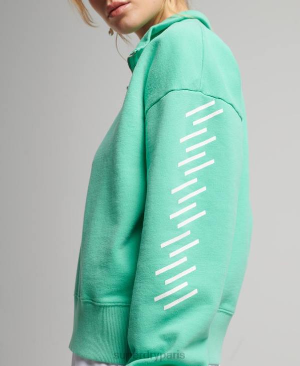 Superdry femmes sweat à demi-fermeture éclair core sport D64Z6082 vêtements vert