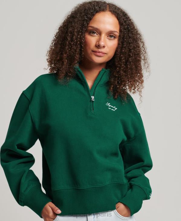 Superdry femmes sweat à demi-zip brodé Heritage D64Z6103 vêtements vert