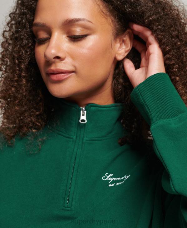 Superdry femmes sweat à demi-zip brodé Heritage D64Z6103 vêtements vert