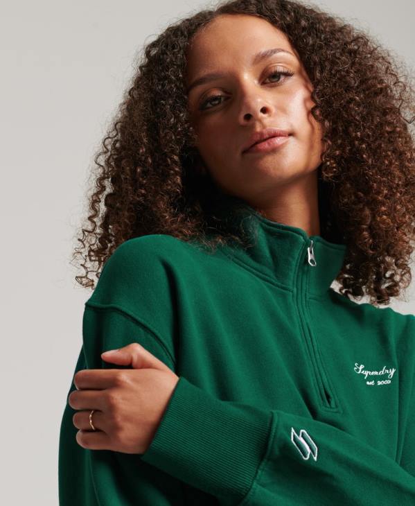 Superdry femmes sweat à demi-zip brodé Heritage D64Z6103 vêtements vert