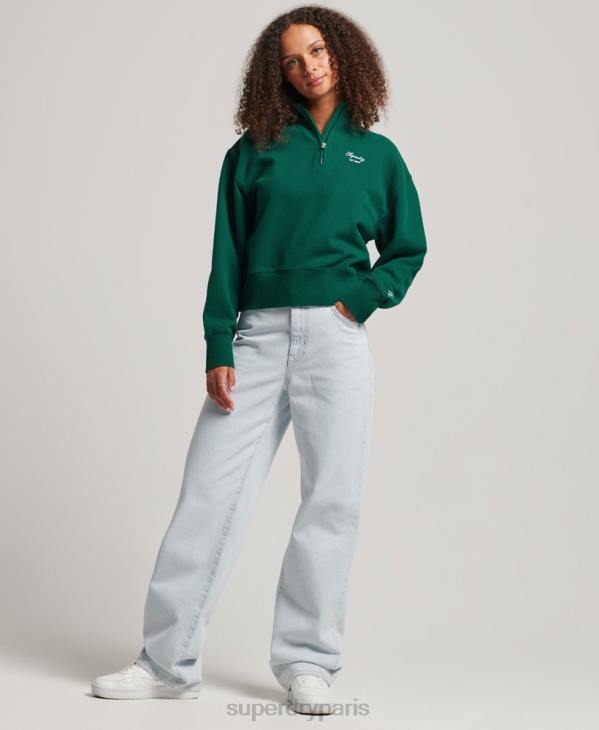 Superdry femmes sweat à demi-zip brodé Heritage D64Z6103 vêtements vert