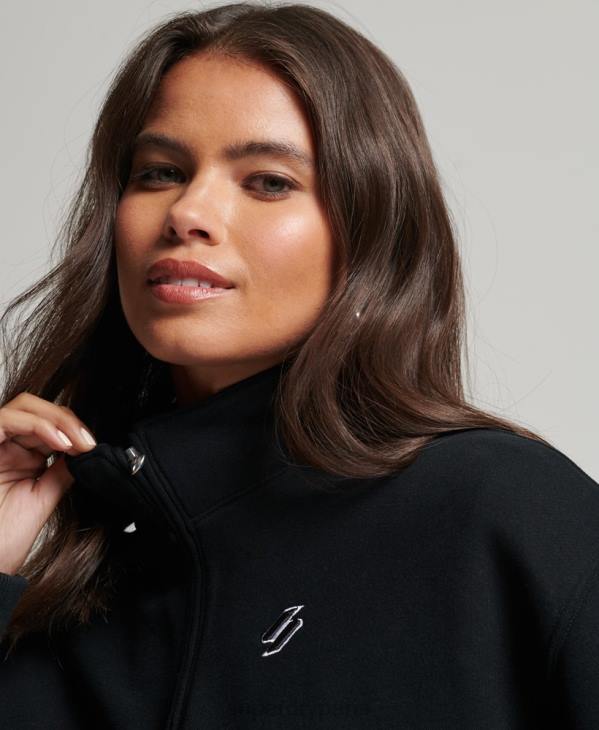 Superdry femmes sweat à demi-zip logo essentiel D64Z5840 vêtements noir