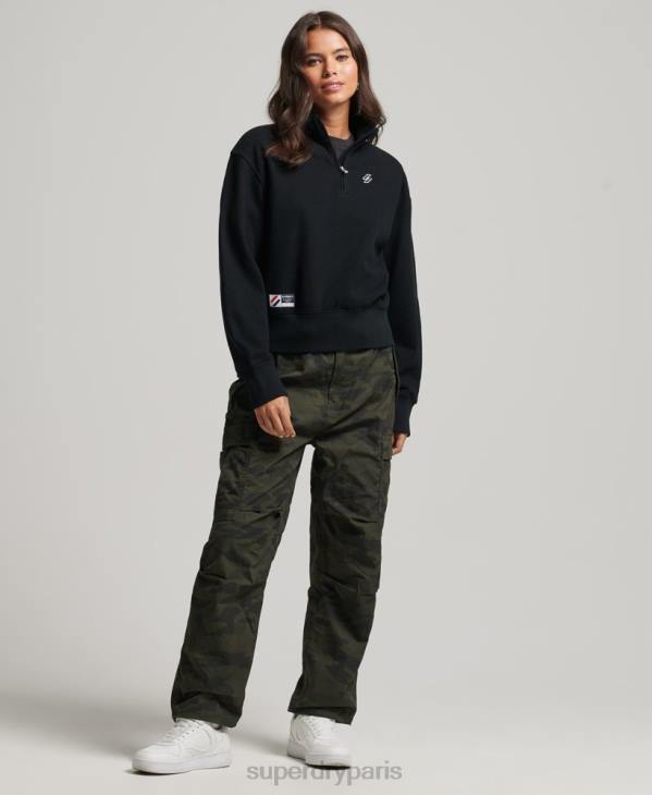 Superdry femmes sweat à demi-zip logo essentiel D64Z5840 vêtements noir