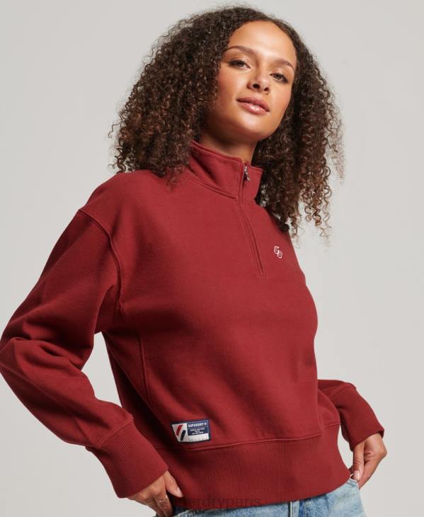 Superdry femmes sweat à demi-zip logo essentiel D64Z6051 vêtements rouge