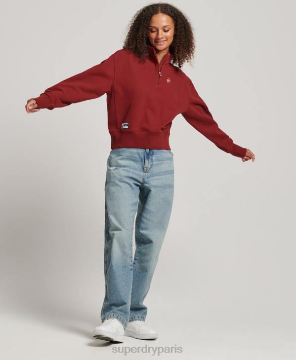 Superdry femmes sweat à demi-zip logo essentiel D64Z6051 vêtements rouge
