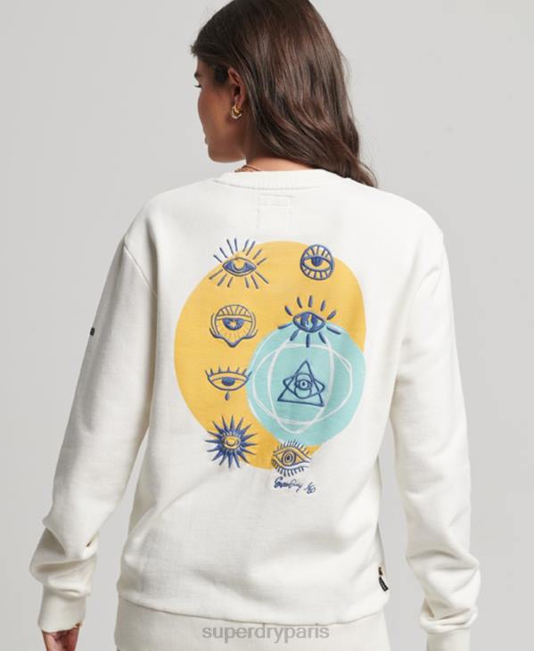 Superdry femmes sweat folk nomade D64Z3436 vêtements blanc
