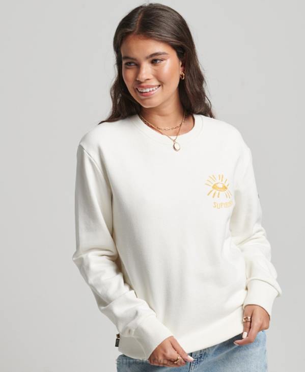 Superdry femmes sweat folk nomade D64Z3436 vêtements blanc