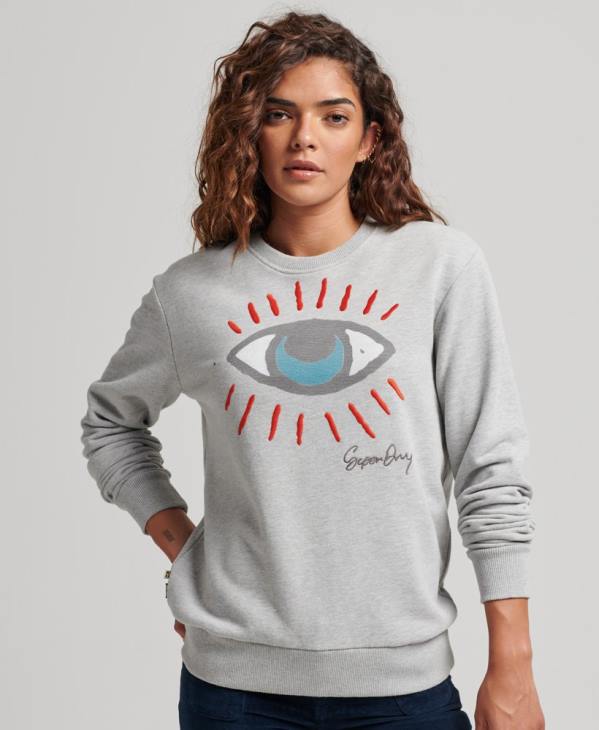 Superdry femmes sweat folk nomade D64Z3479 vêtements gris