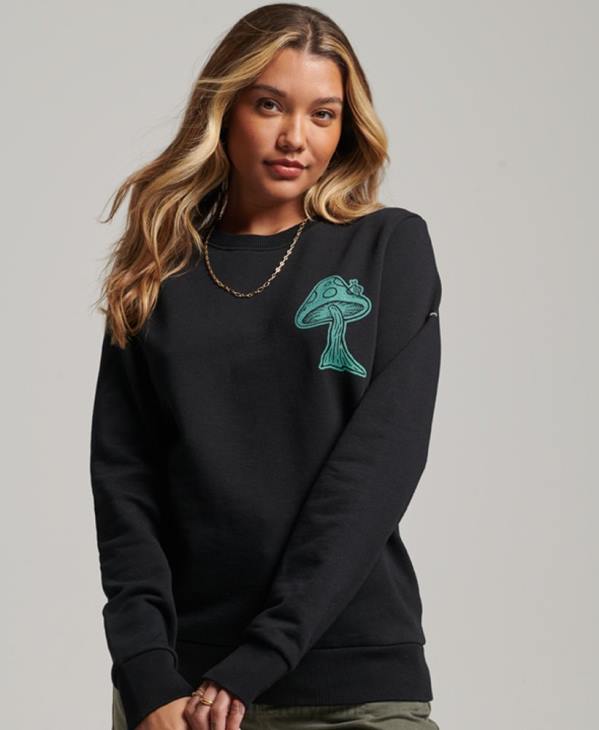 Superdry femmes sweat graphique dans les bois D64Z3431 vêtements gris foncé