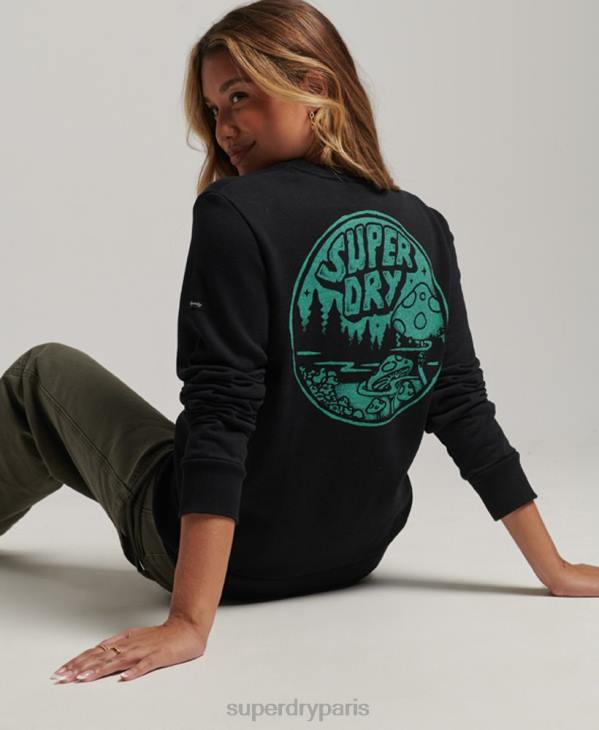Superdry femmes sweat graphique dans les bois D64Z3431 vêtements gris foncé