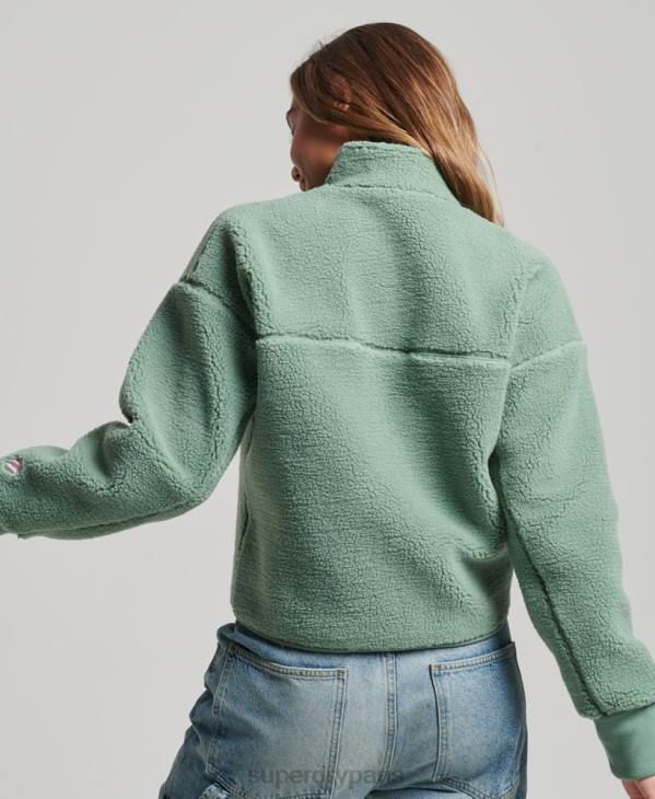 Superdry femmes sweat henley borg à doublure douce D64Z5914 vêtements vert