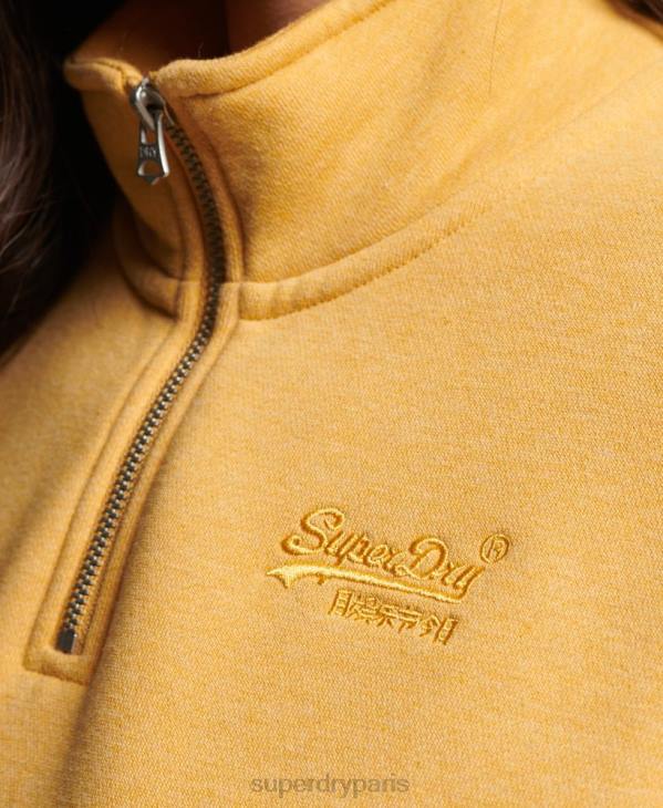 Superdry femmes sweat henley en coton bio à logo vintage D64Z3372 vêtements jaune