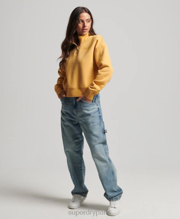 Superdry femmes sweat henley en coton bio à logo vintage D64Z3372 vêtements jaune