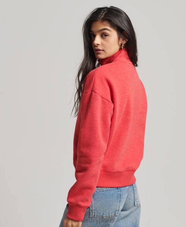 Superdry femmes sweat henley en coton bio à logo vintage D64Z5795 vêtements rouge