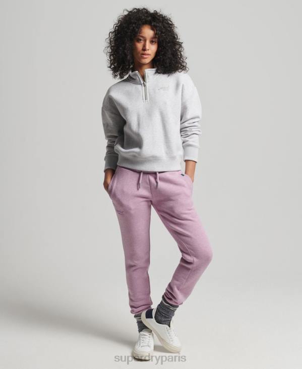 Superdry femmes sweat henley en coton bio à logo vintage D64Z5883 vêtements gris clair