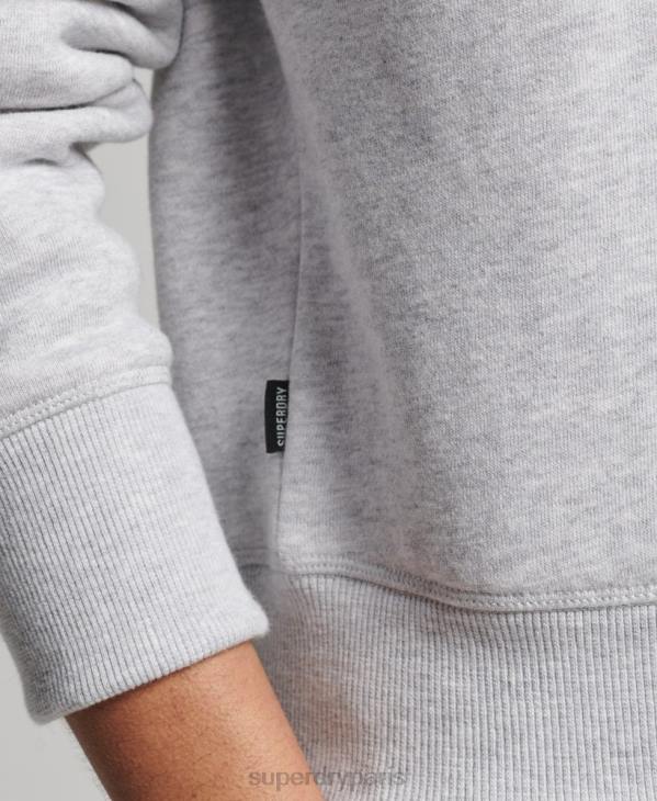 Superdry femmes sweat henley en coton bio à logo vintage D64Z5883 vêtements gris clair