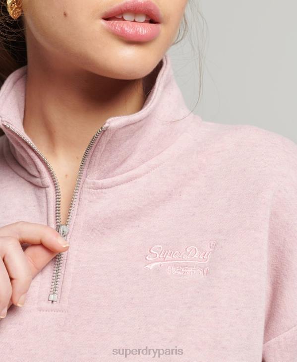 Superdry femmes sweat henley en coton bio à logo vintage D64Z5886 vêtements rose