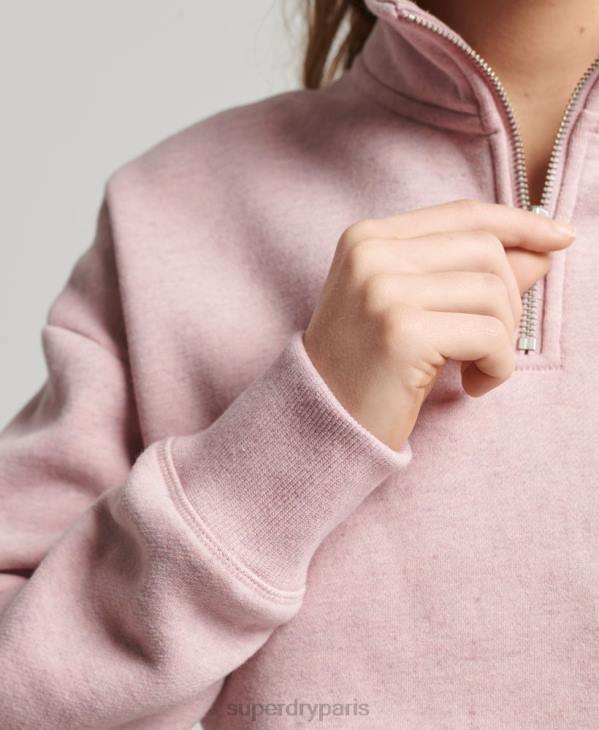 Superdry femmes sweat henley en coton bio à logo vintage D64Z5886 vêtements rose