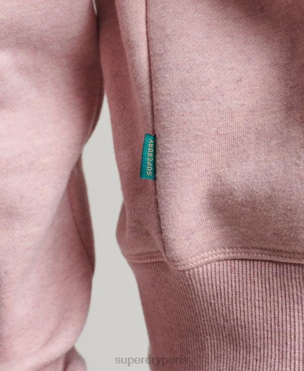 Superdry femmes sweat henley en coton bio à logo vintage D64Z5886 vêtements rose