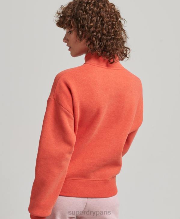 Superdry femmes sweat henley en coton bio à logo vintage D64Z5891 vêtements orange