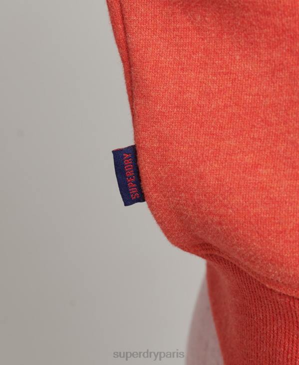 Superdry femmes sweat henley en coton bio à logo vintage D64Z5891 vêtements orange