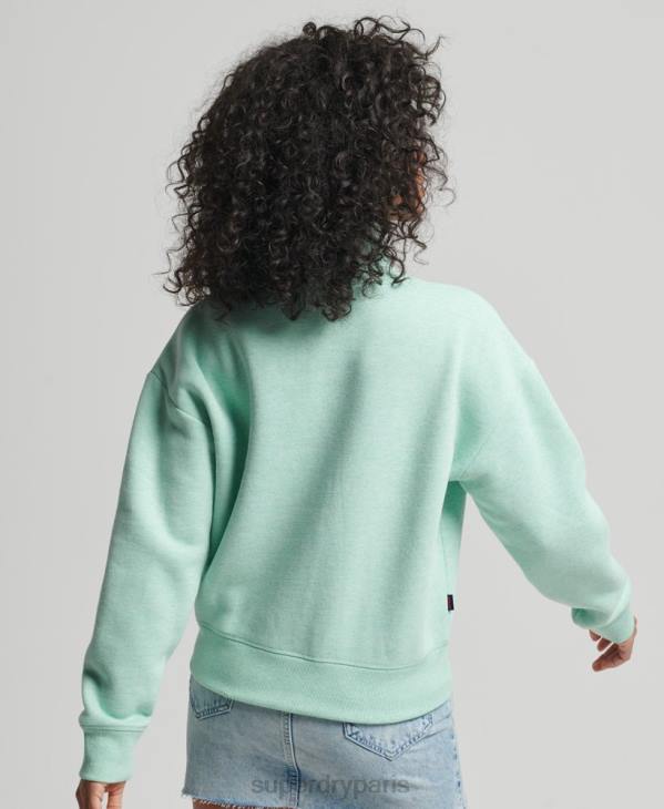 Superdry femmes sweat henley en coton bio à logo vintage D64Z5893 vêtements vert