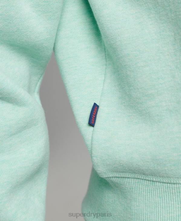 Superdry femmes sweat henley en coton bio à logo vintage D64Z5893 vêtements vert