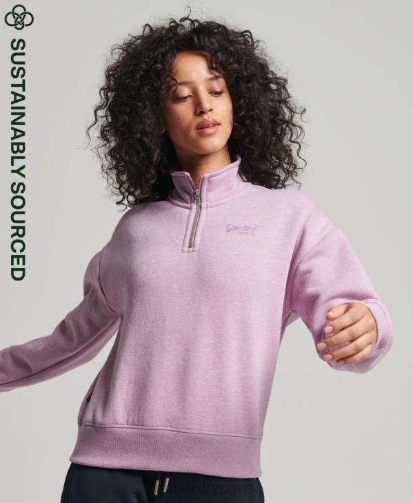 Superdry femmes sweat henley en coton bio à logo vintage D64Z5926 vêtements violet