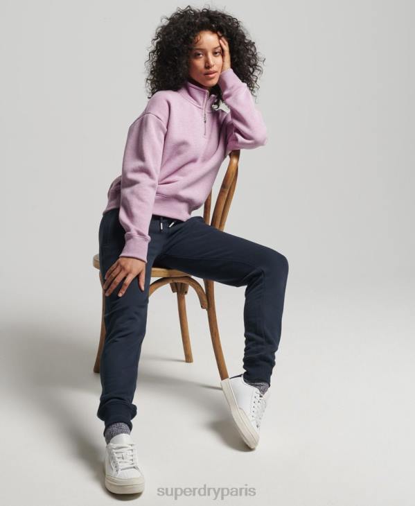 Superdry femmes sweat henley en coton bio à logo vintage D64Z5926 vêtements violet