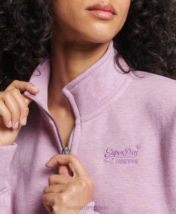 Superdry femmes sweat henley en coton bio à logo vintage D64Z5926 vêtements violet