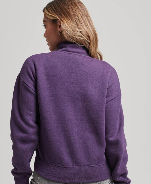 Superdry femmes sweat henley en coton bio à logo vintage D64Z5999 vêtements violet