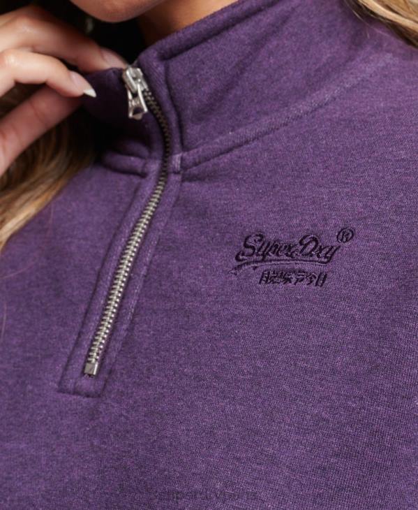 Superdry femmes sweat henley en coton bio à logo vintage D64Z5999 vêtements violet