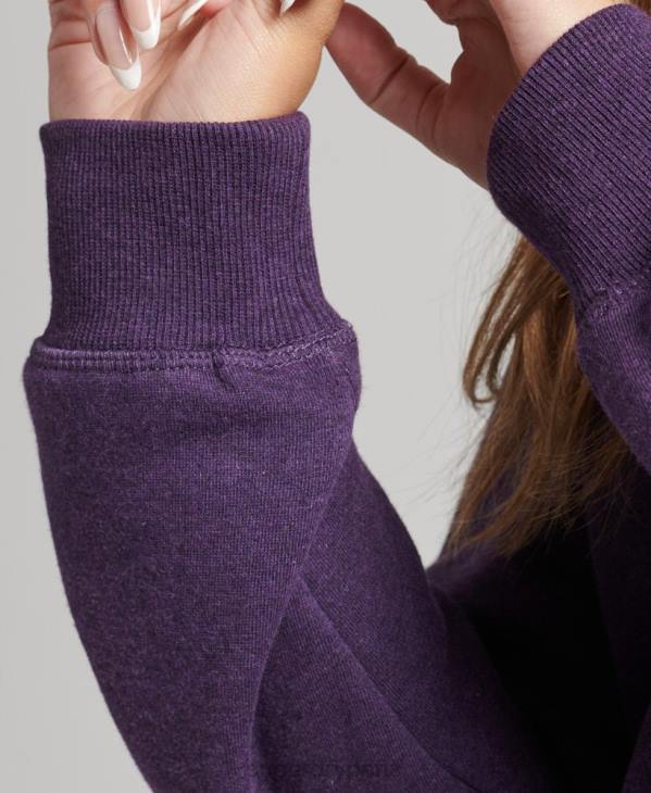Superdry femmes sweat henley en coton bio à logo vintage D64Z5999 vêtements violet