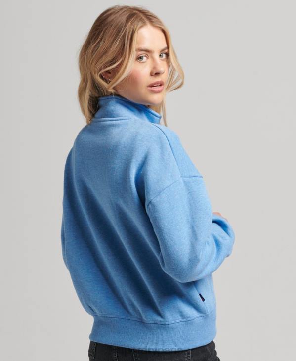 Superdry femmes sweat henley en coton bio à logo vintage D64Z6011 vêtements bleu