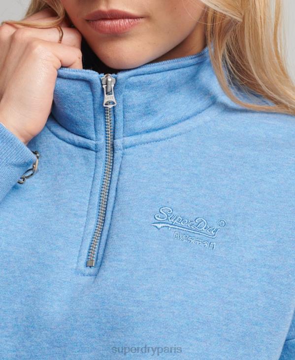 Superdry femmes sweat henley en coton bio à logo vintage D64Z6011 vêtements bleu