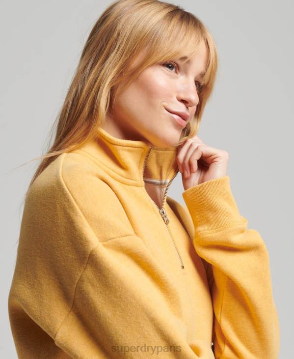 Superdry femmes sweat henley en coton bio à logo vintage D64Z6015 vêtements jaune