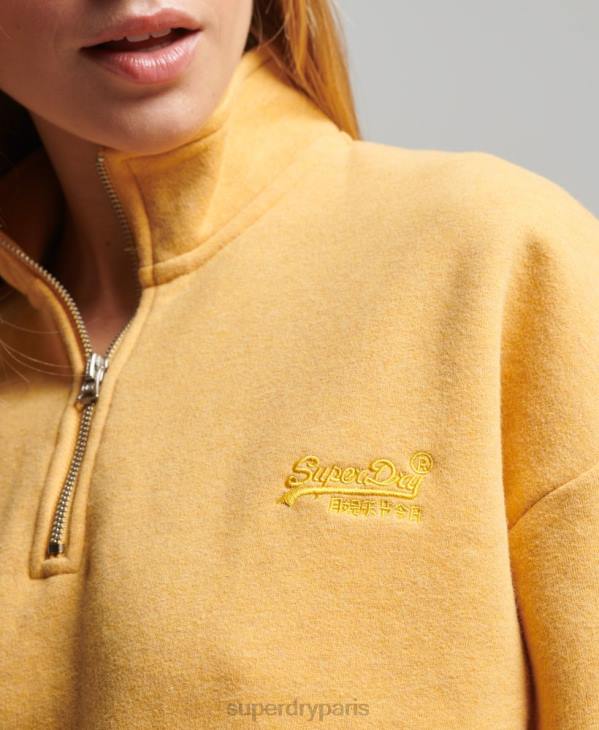 Superdry femmes sweat henley en coton bio à logo vintage D64Z6015 vêtements jaune