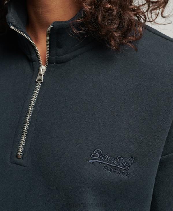Superdry femmes sweat henley en coton bio à logo vintage D64Z6649 vêtements marine