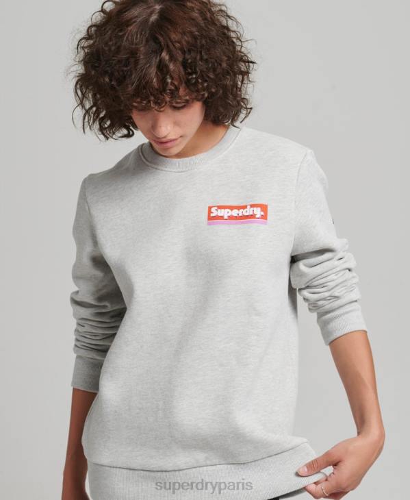 Superdry femmes sweat à logo encadré D64Z6028 vêtements gris clair
