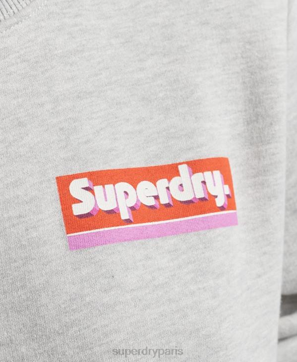 Superdry femmes sweat à logo encadré D64Z6028 vêtements gris clair