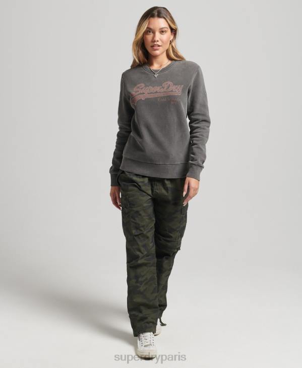 Superdry femmes sweat à logo vintage D64Z5910 vêtements gris foncé